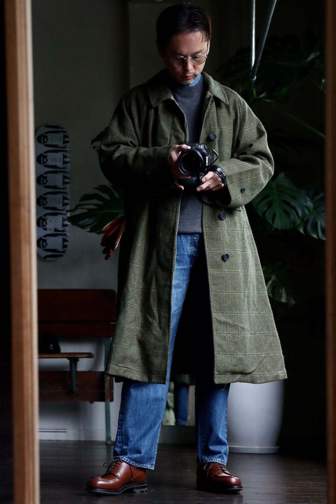 A.PRESSE - アプレッセ22FW Tweed Balmacaan Coat(22AAP-01-15HB)CHECK