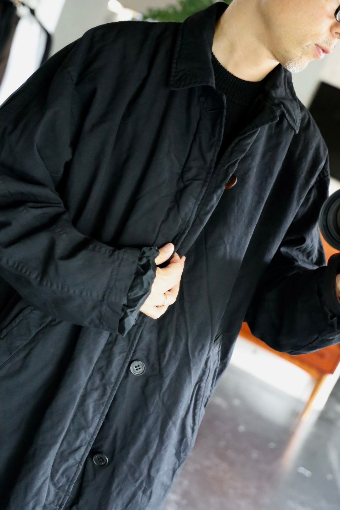 COMME des GARCONS HOMME エステルツイル製品染めコートスタイル