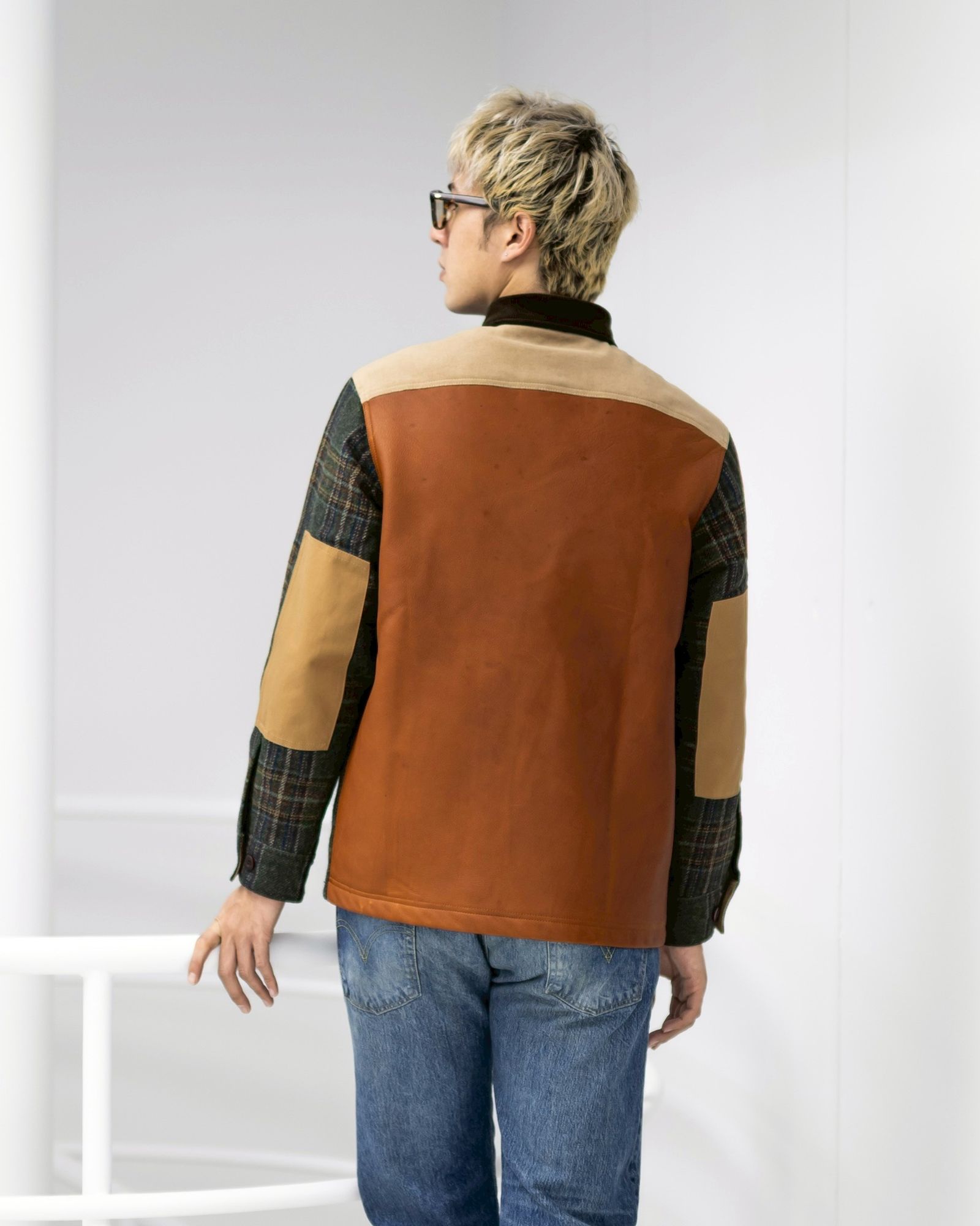 JUNYA WATANABE MAN FILSON Wネーム ウールチェックツイードレザー