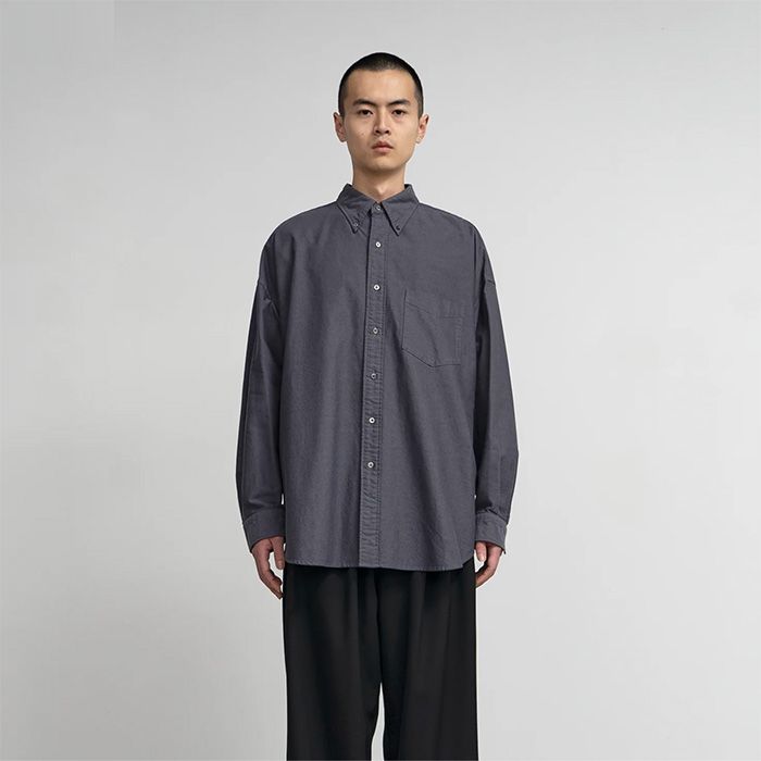 Graphpaper - Oxford L/S Oversized B.D Shirt / GRAY | Stripe Online