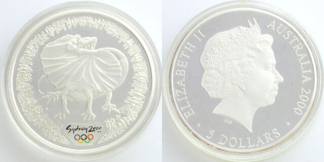 オーストラリア 2000 5ドル銀貨 エリマキトカゲ