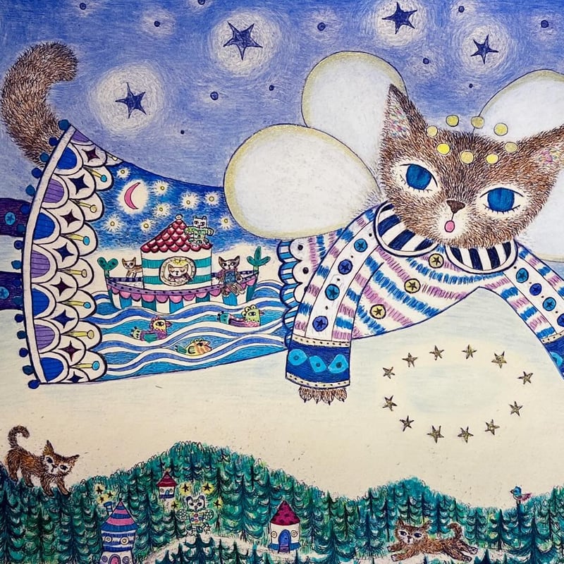 くまあやこ「ねこ天使 〜夜の船〜」 | URESICA