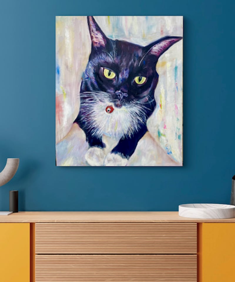 油絵 菅家令子 絵 絵画 インテリア F6-071019 猫たち 油絵 菅家令子 絵