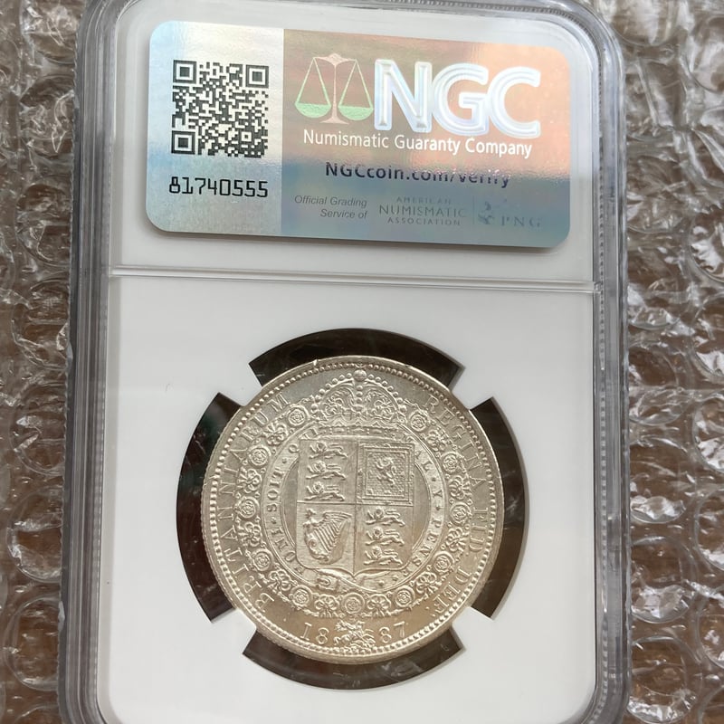 NGC鑑定MS62 1887年 ハーフクラウン銀貨 ヴィクトリア女王 ジュビリー