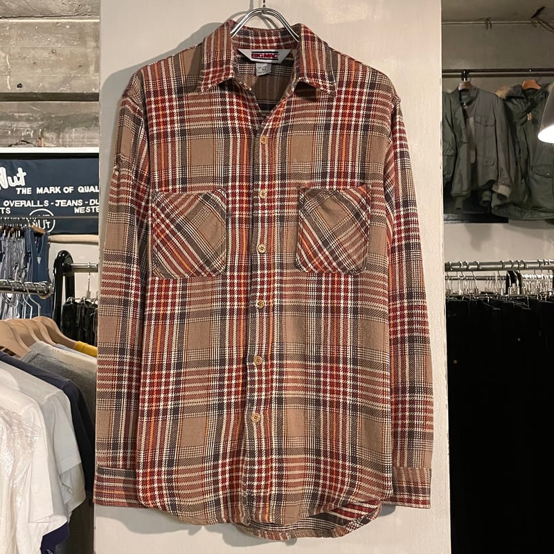 80s BIG MAC L/S ネルシャツ USA製 Size M コットンシャツ (S443