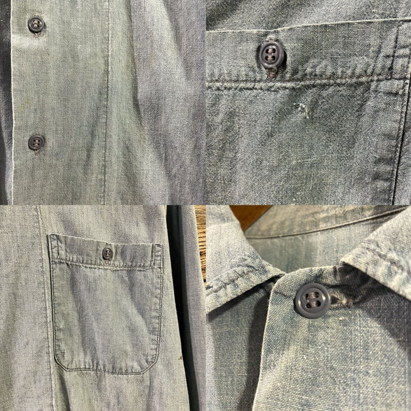 US NAVY Chambray Shirt 60s 耳付き シャンブレーシャツ ボックスシル