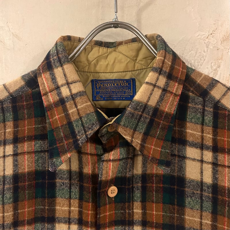 70s PENDLETON ウールチェックシャツ ペンドルトン Size M USA製 (S3