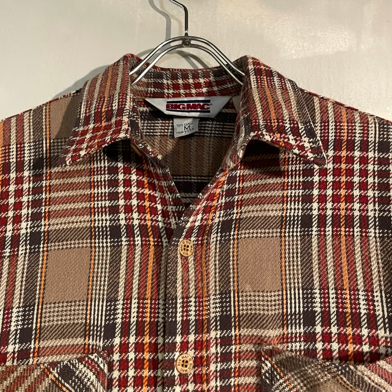 80s BIG MAC L/S ネルシャツ USA製 Size M コットンシャツ (S443