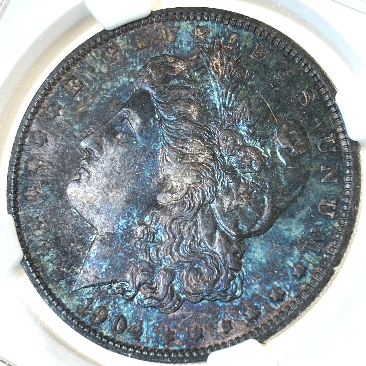 1900 (p) モルガンダラー 1ドル銀貨 レインボートーン アメリカ1880年1