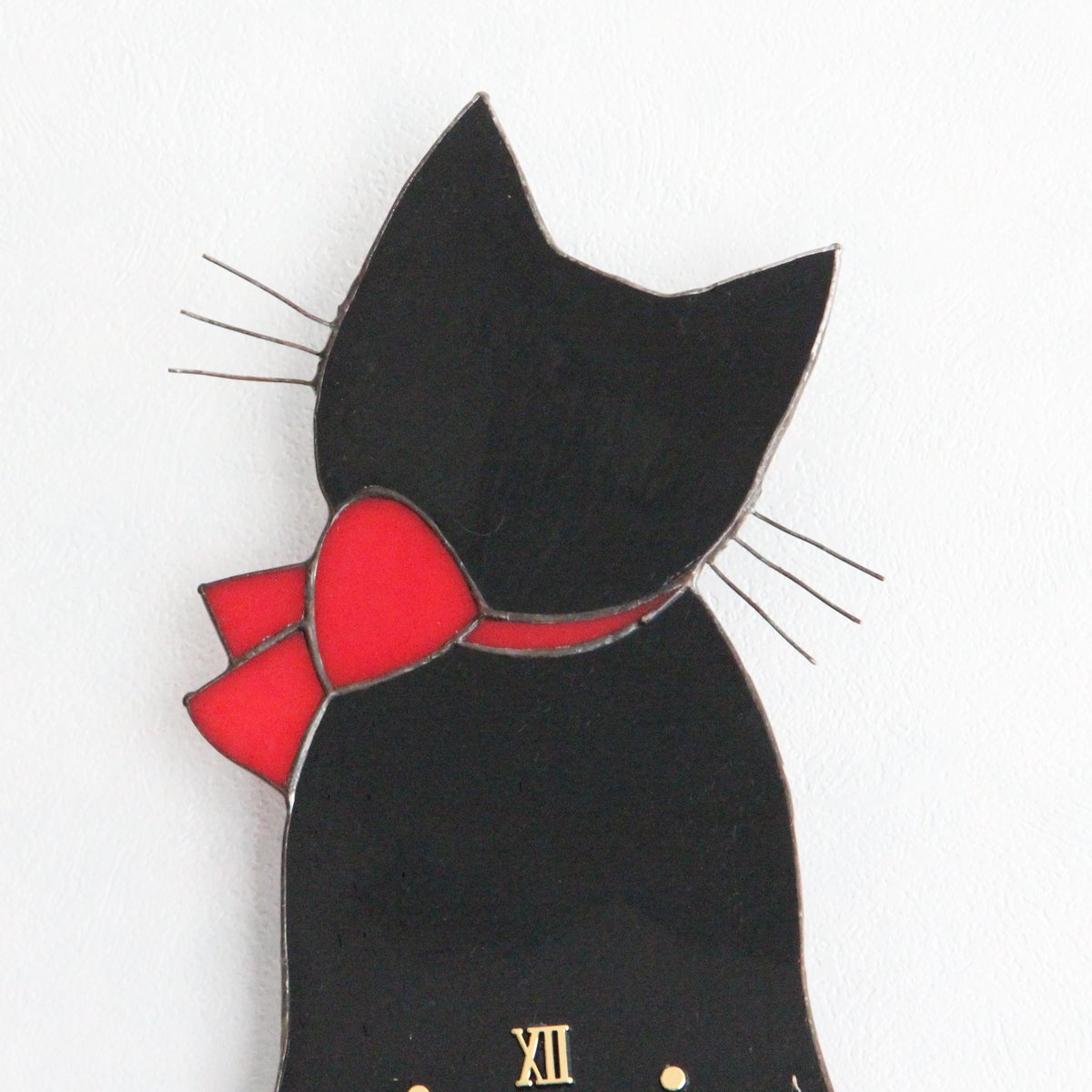 オリジナルステンドグラス『ネコ時計・黒猫』 | shop煌LaLa