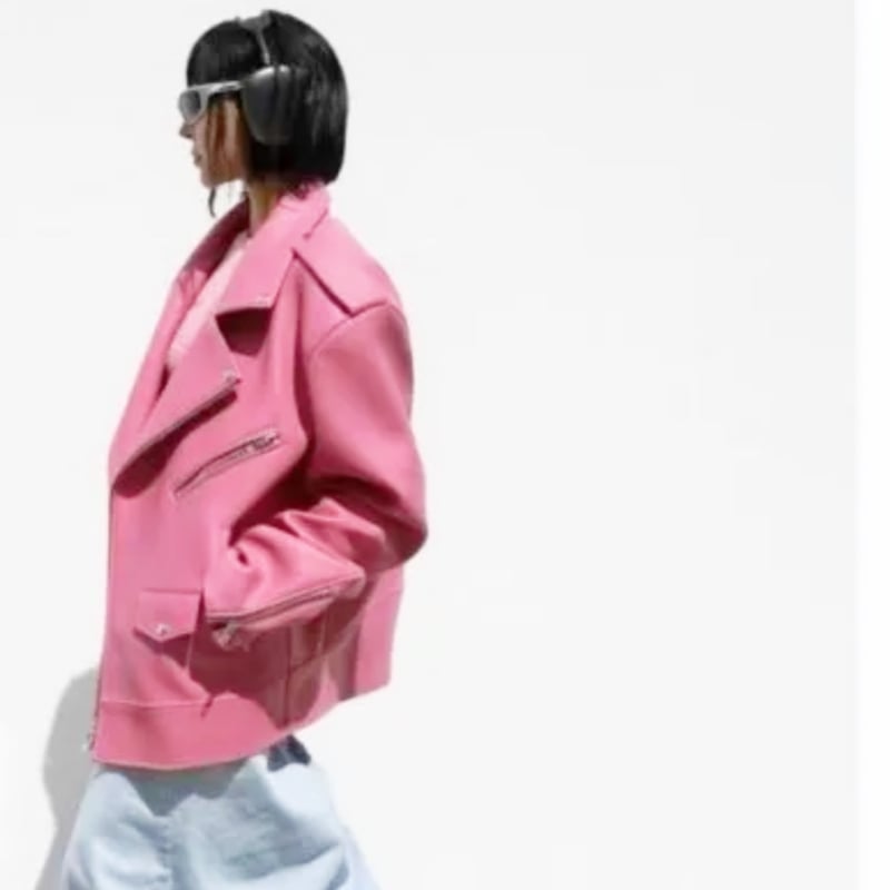 オーバーサイズピンクライダースジャケット/S.M.L/2023AW | trendgossip