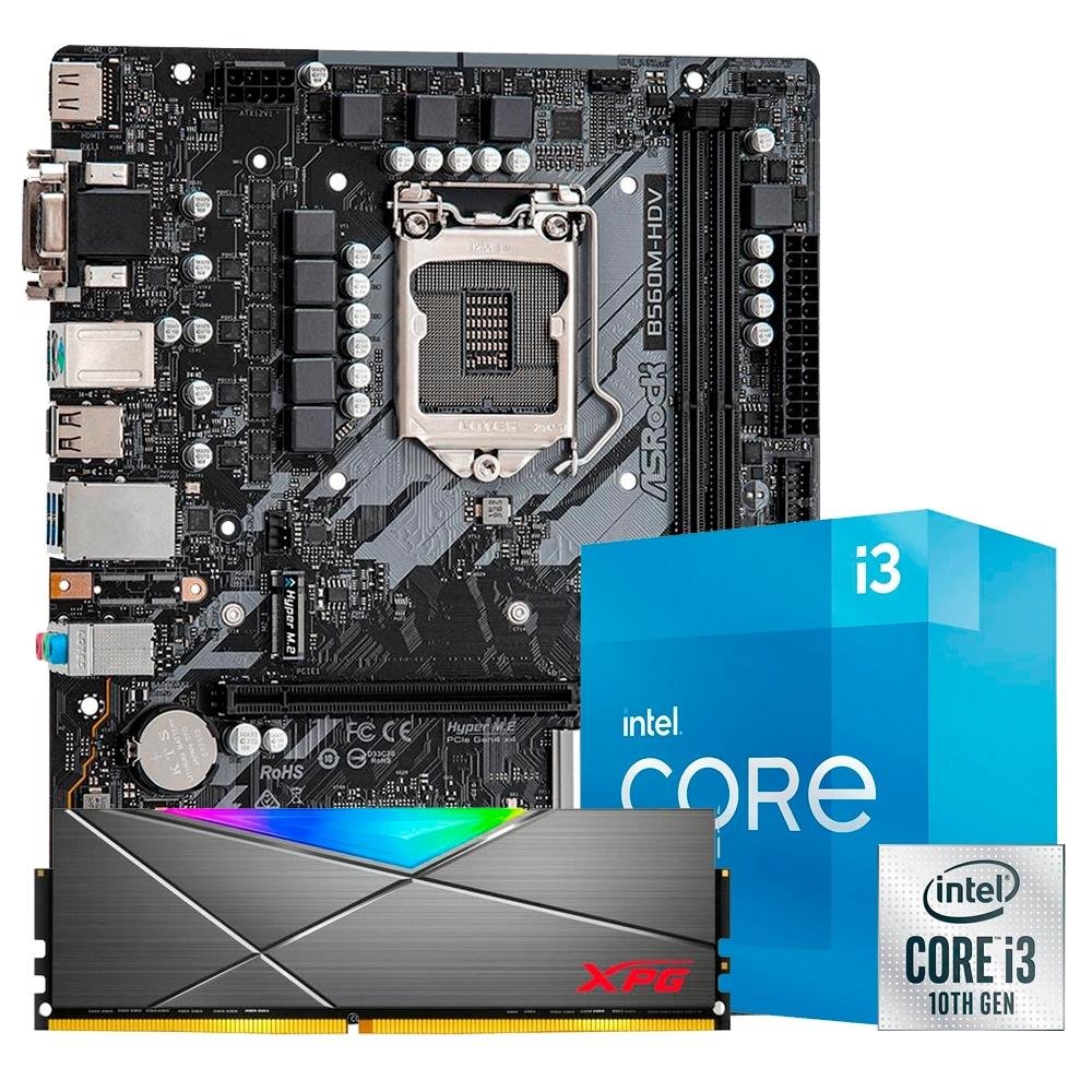 Kit Processador Intel Core i3-10105 + Placa-Mãe ASRock B560M-HDV