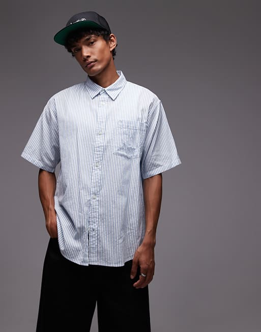 Carhartt WIP phelps shirt in blue and white stripe | ASOS