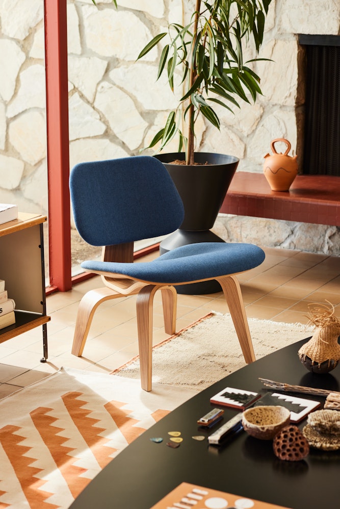 Eames Molded Plywood Lounge Chair Wood Base (LCW), Upholstered