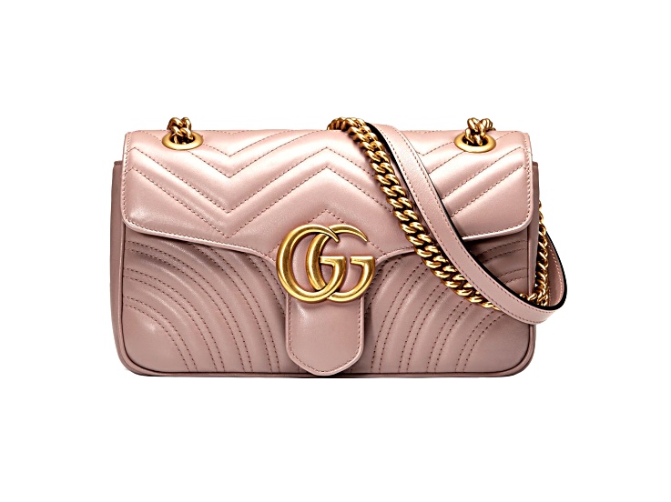 Gucci Small GG Marmont in Dusty Pink Camera Bag with Flap Closure