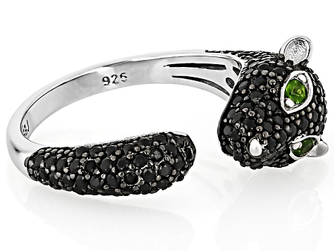 Black Spinel Rhodium Over Silver Panther Ring 1.63ctw - DOCV057 | JTV