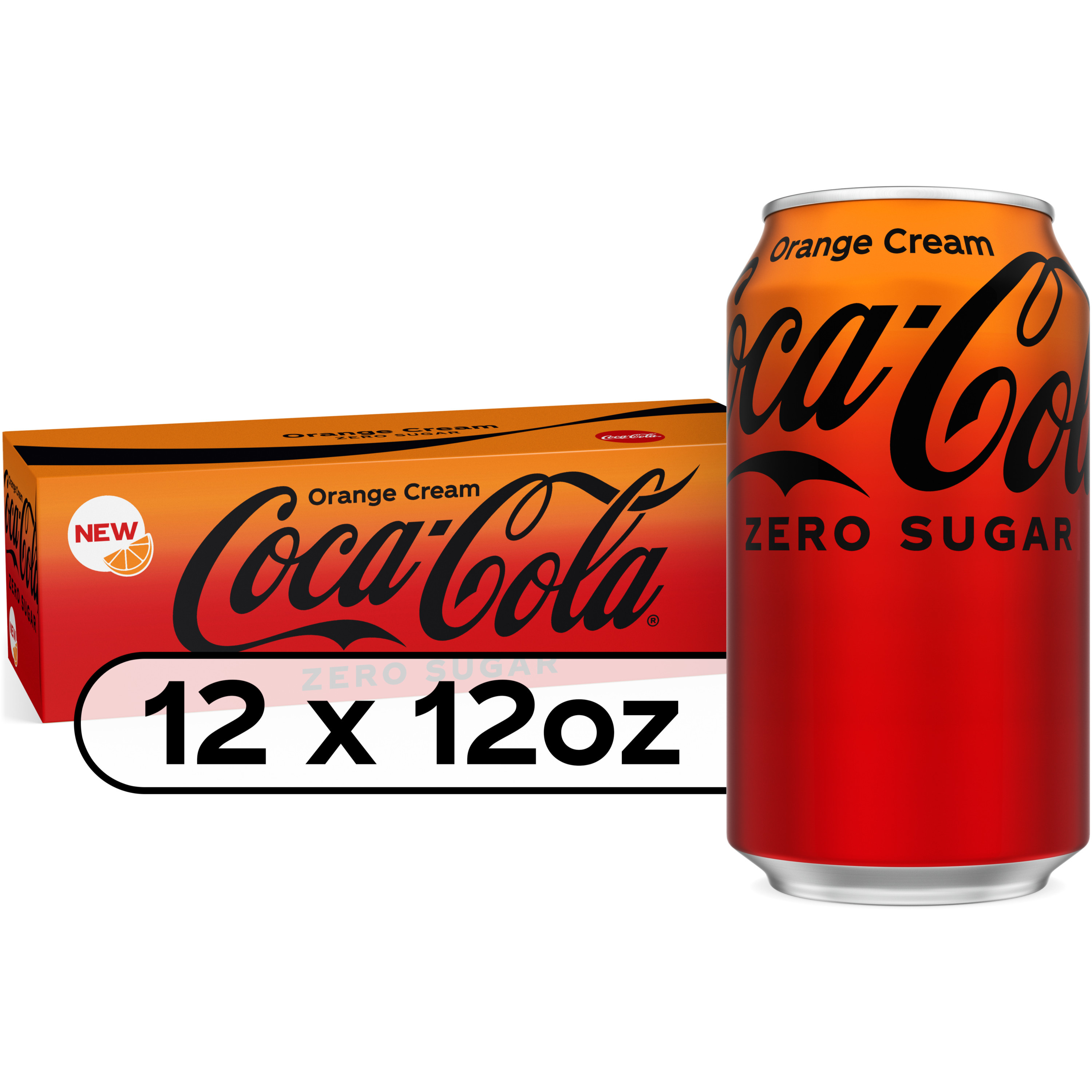 Coca-Cola Zero Sugar Orange Cream Soda Soft Drink Fridge Pack, 12