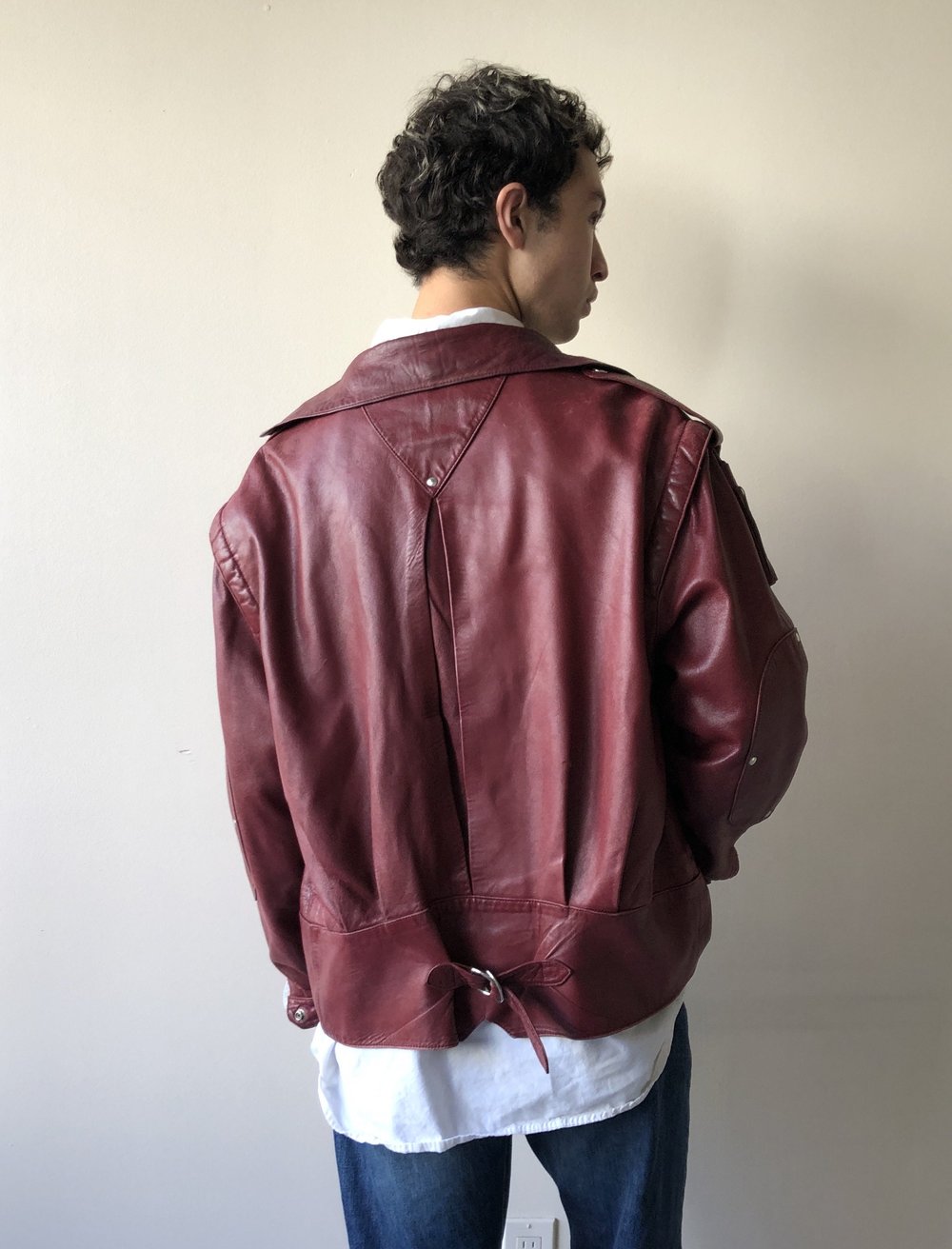 Late 70s/Early 80s Claude Montana Burgundy Leather Jacket - — body