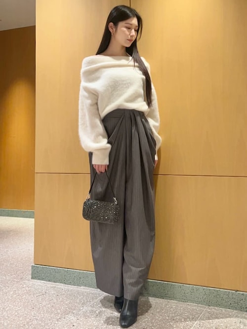 セール】【HIGH QUALITY】フォックスカシミヤオフショルプルオーバー