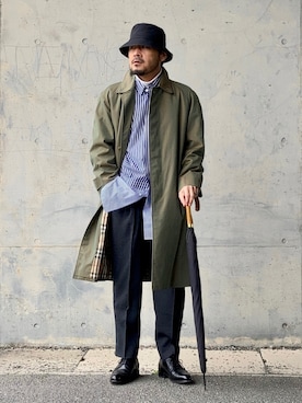 BURBERRYのステンカラーコートを使った人気ファッションコーディネート