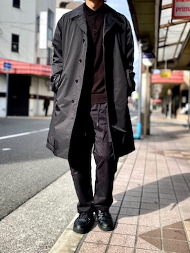 UNIQLOのアイテムを使った「パデッドオーバーサイズステンカラーコート