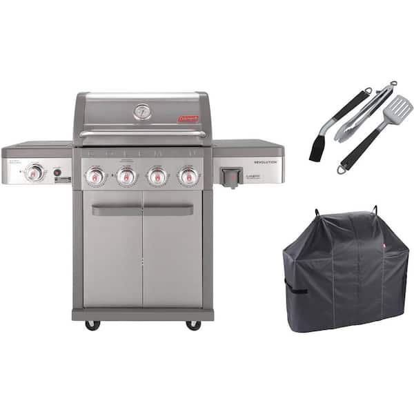 Coleman Revolution Grilling Kit with 3-Burner Propane Gas BBQ