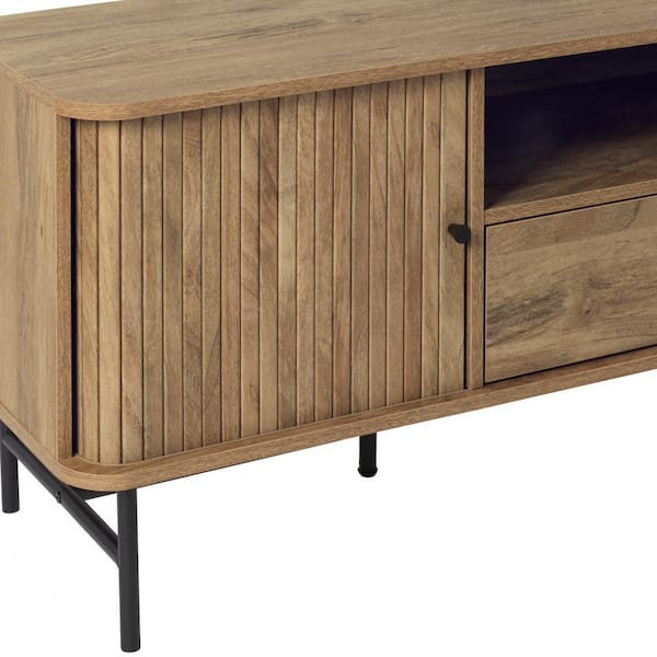 CorLiving Light Brown Wood Hikari TV Stand Fits TV's up to 75 in