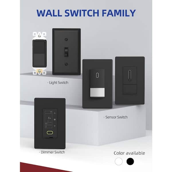 Lukyamzn 15 Amp Self-Grounding Paddle Rocker Light Switch, Glossy