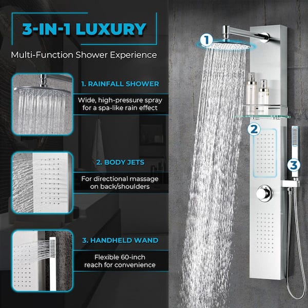 ANZZI Coastal Series 44 in. 2-Jetted Full Body Shower Panel System