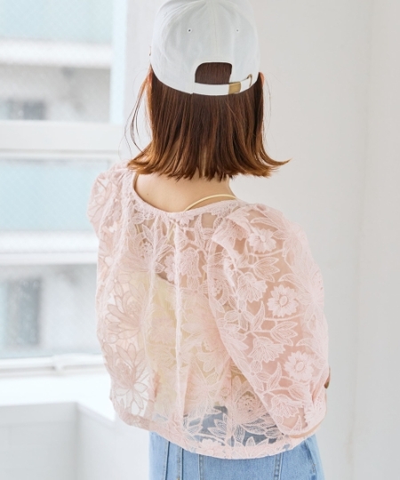 オーガンジーフラワー刺繍ブラウス/MAJESTIC LEGON(マジェスティック