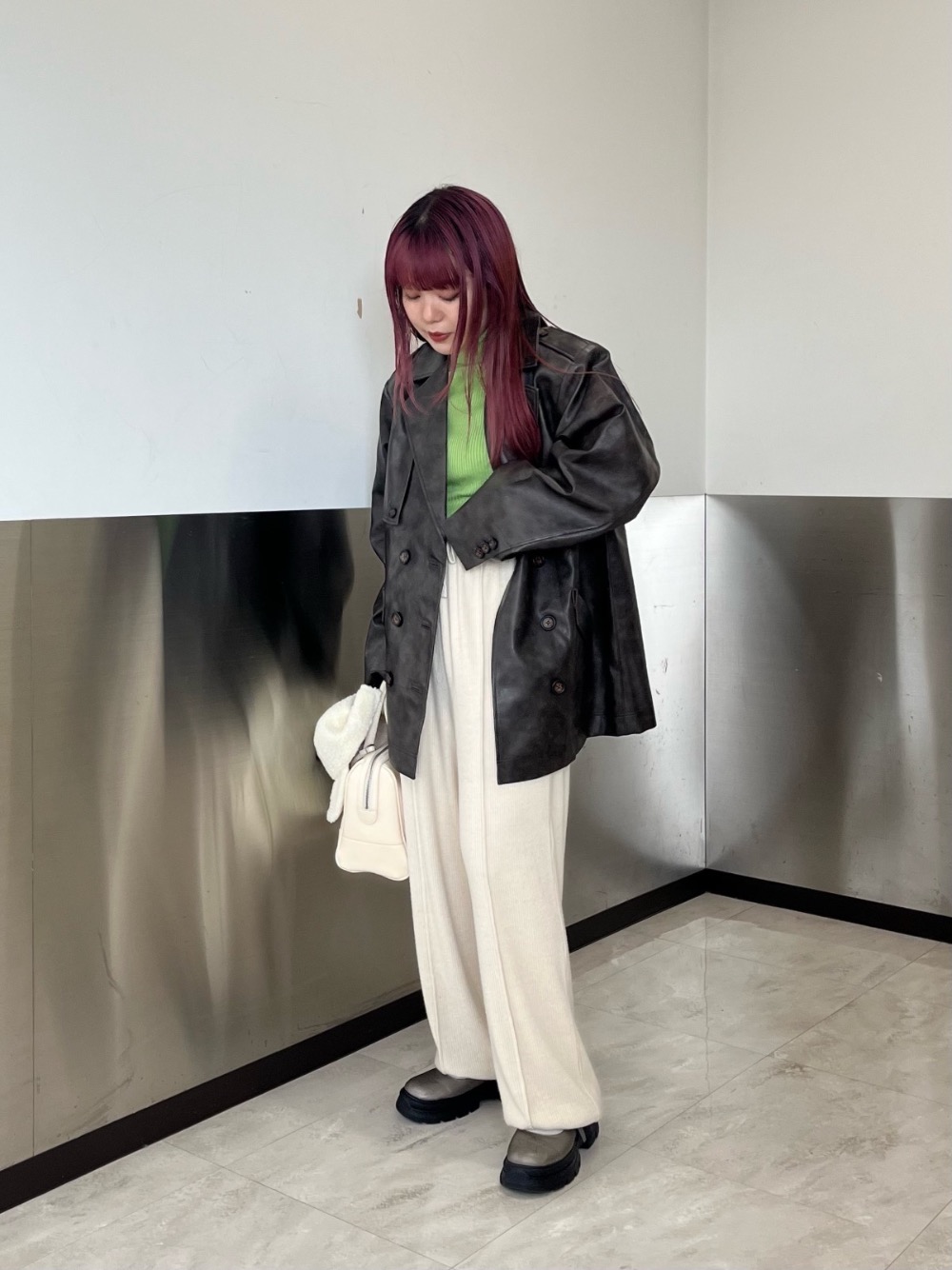 フェイクレザー ダブルブレストジャケット | mone | TINA：JOJUN