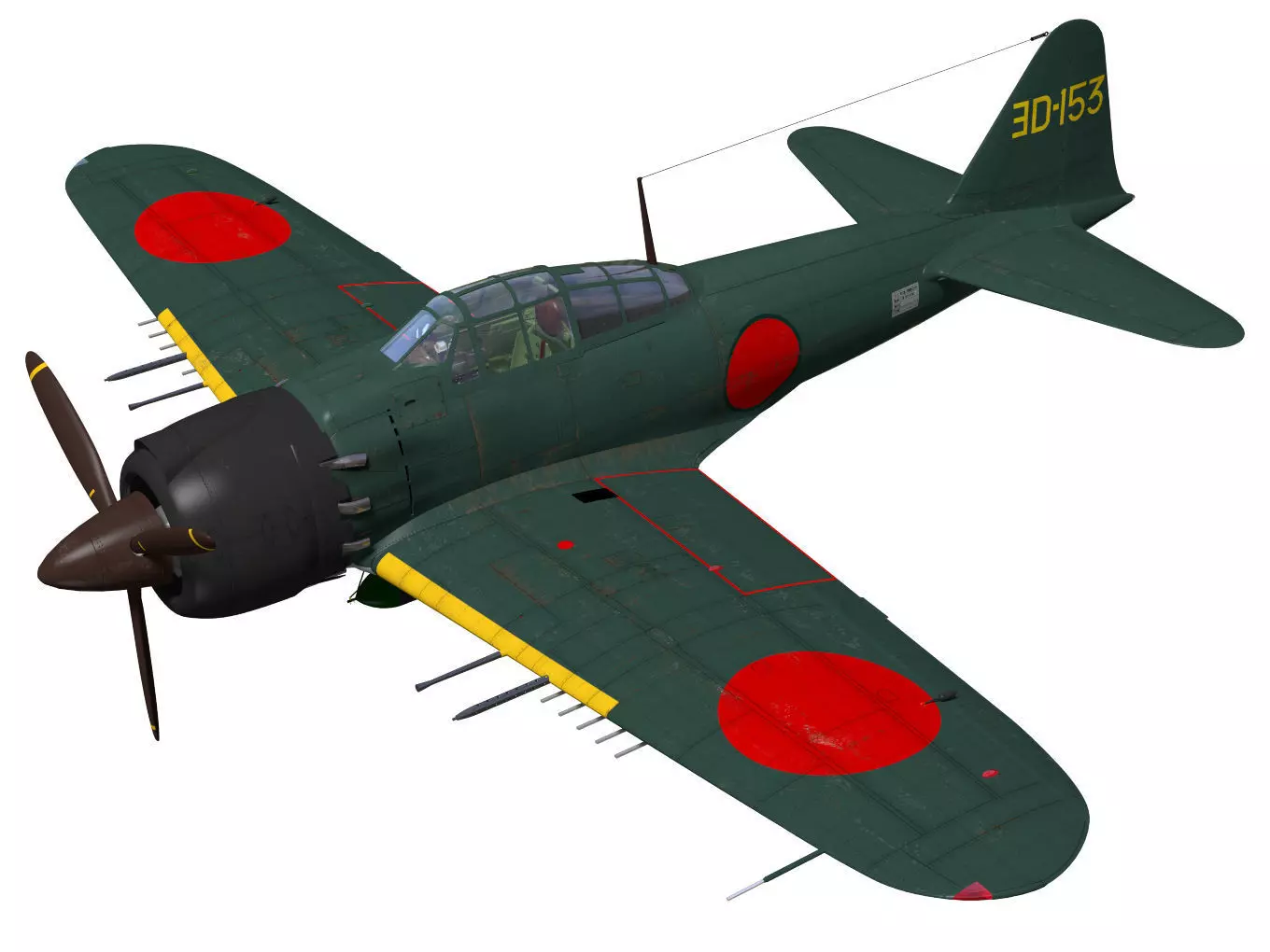 A6M8 Zero fighter Type 54 3D model | CGTrader