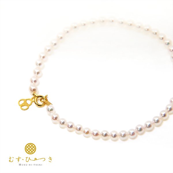 あこや真珠 ベビーパール ブレスレット 3.5mm K18 - 【Blue Lace