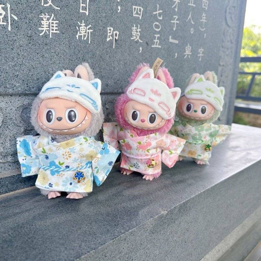 LABUBU 着物 17cm ラブブ 和服 コスチューム ぬいぐるみ 浴衣セット