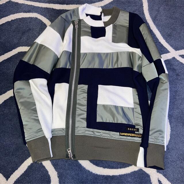 sacai - sacai サカイ 21SS ニット切替 ライダース ジャケット サイズ1