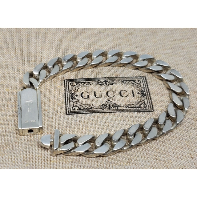 超レア廃盤品GUCCI 喜平 フラットリンクチェーン ブレスレットシルバー
