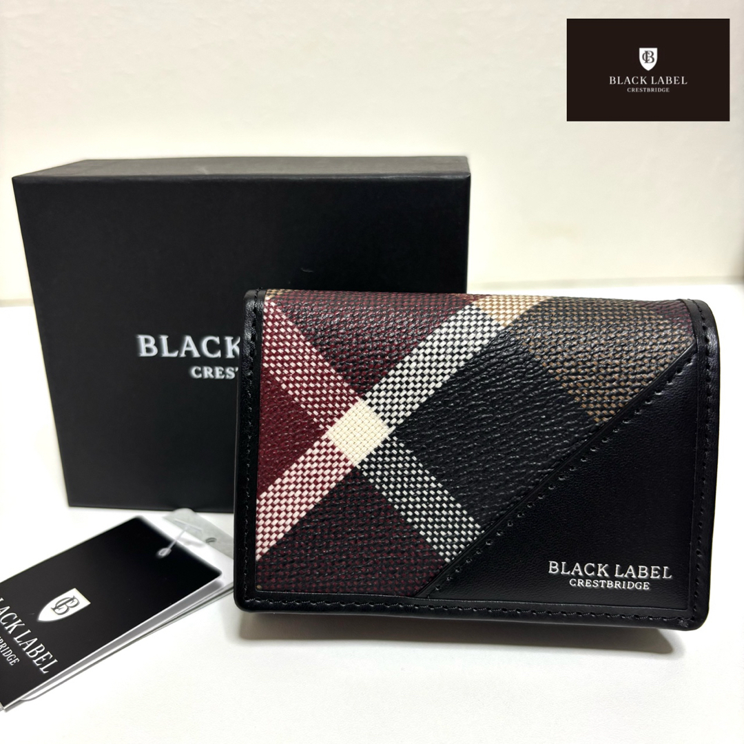 ブラックレーベル クレストブリッジ チェック3 つ折りウォレット 赤