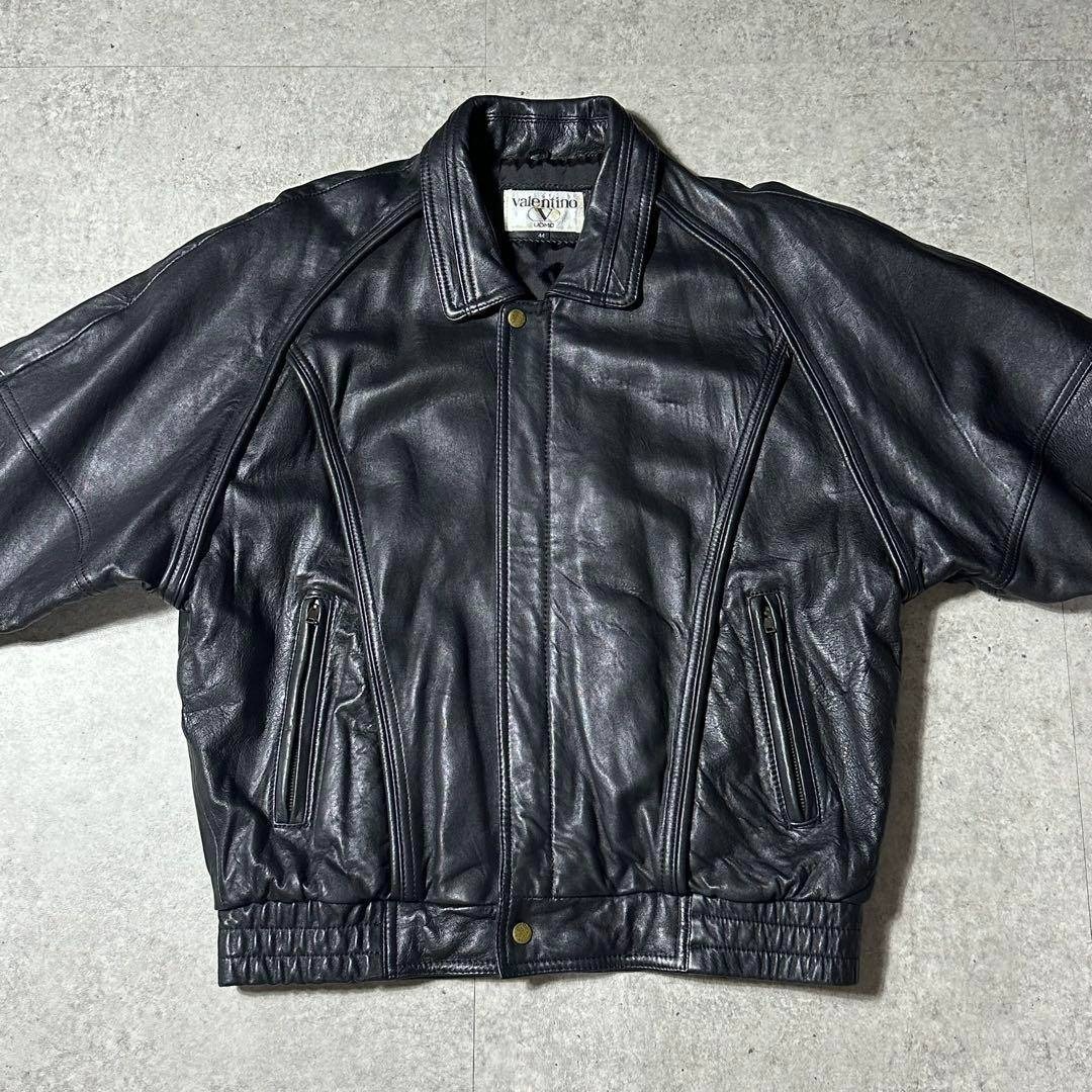 美品 Valentino uomo レザー ブルゾン 44 黒 深水光太