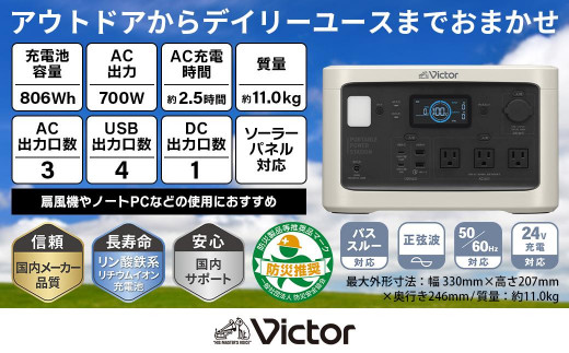 Victor ポータブル電源（容量806Wh）BN-RF800 | アウトドア キャンプ