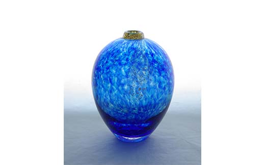 ガラス作家 西川 慎＞花入れ「宙-Sora-」 吹きガラス 硝子 ガラス 花器