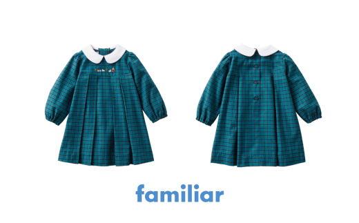 90cm・青系ファミリアチェック】【ファミリア（familiar）】ワンピース
