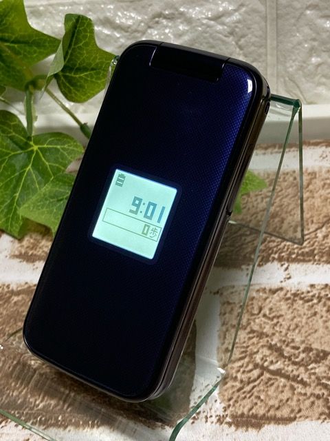 ムスビー｜美品♪ ドコモ F-02J らくらくホン ネイビー☆ SIMフリー