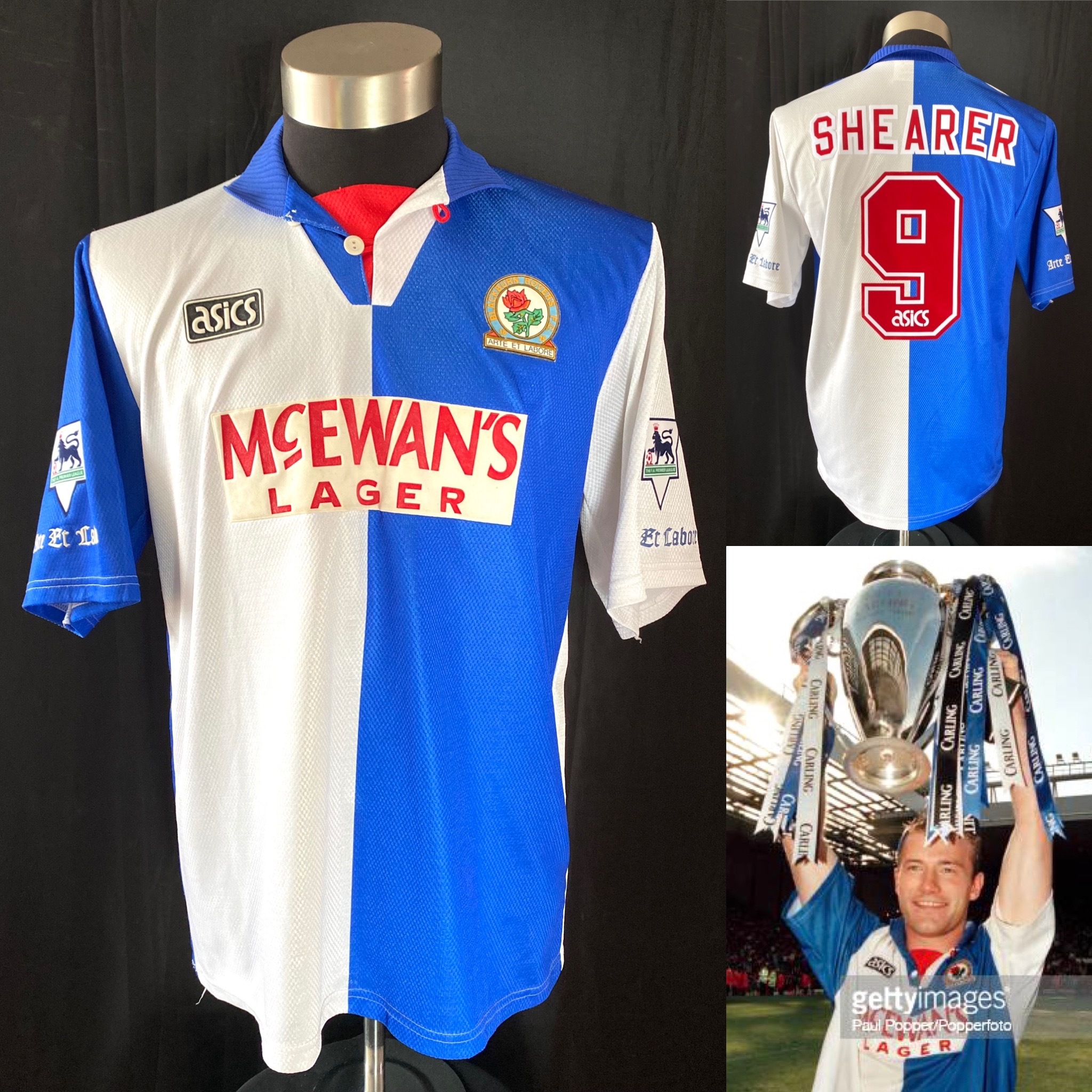 Blackburn Rovers 1994-95 Asics Home shirt #9 SHEARER