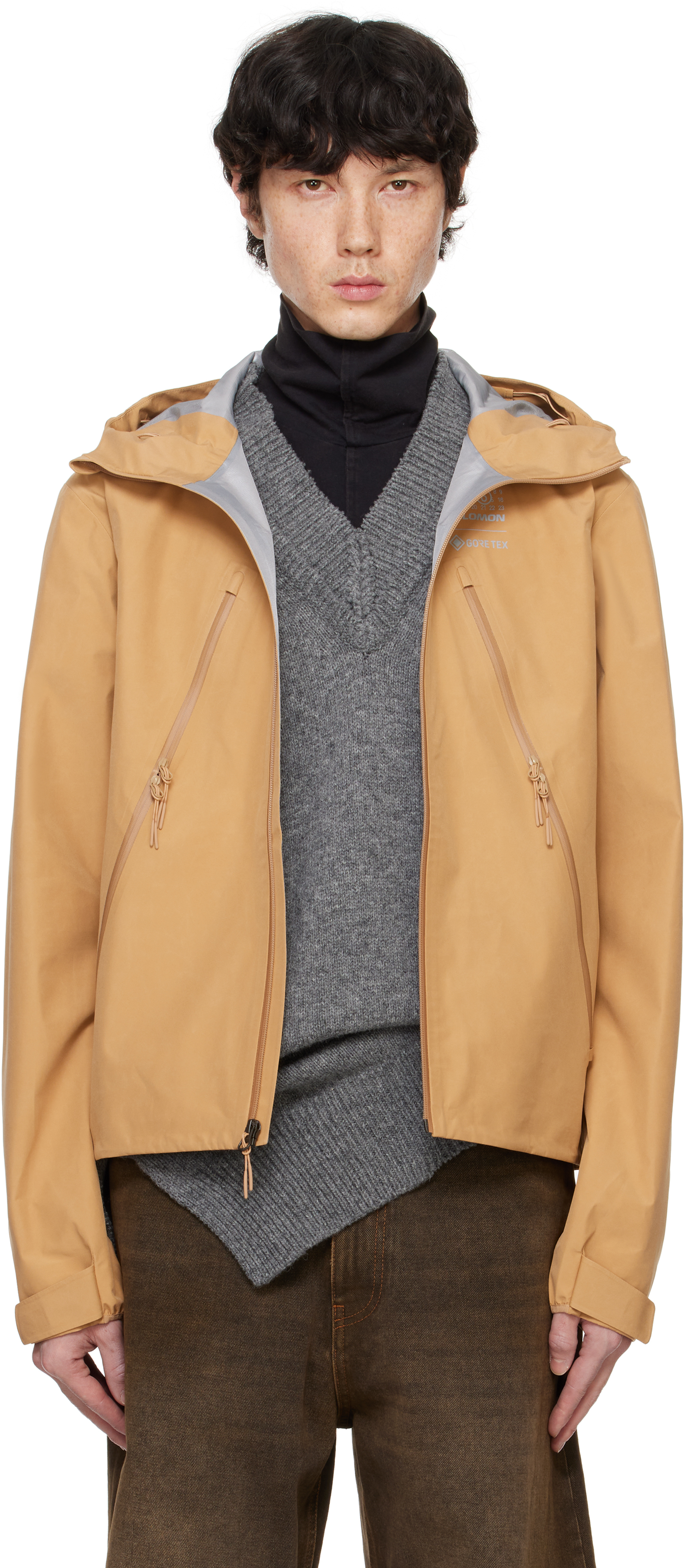 Tan Salomon Edition Windbreaker Jacket by MM6 Maison Margiela on Sale