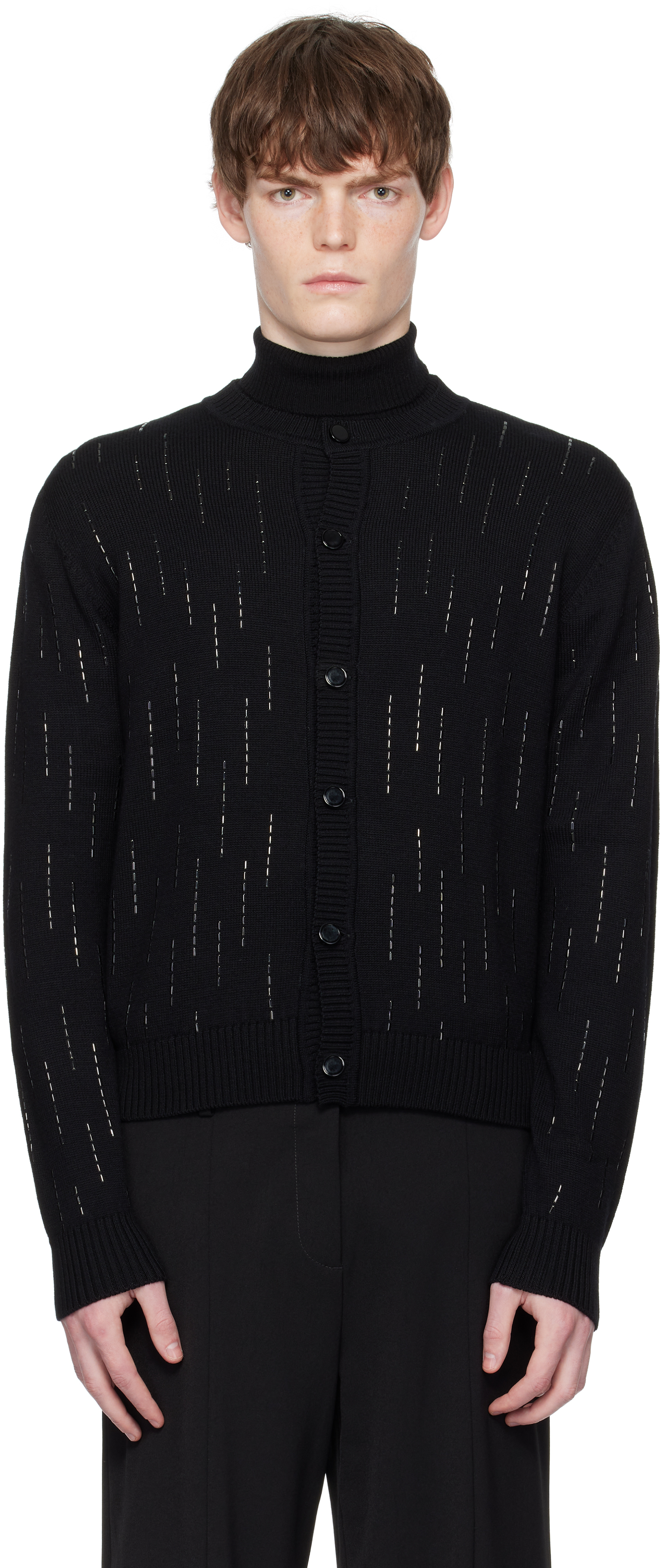 ERNEST W. BAKERのブラック Embellished Rain Appliqué カーディガンが
