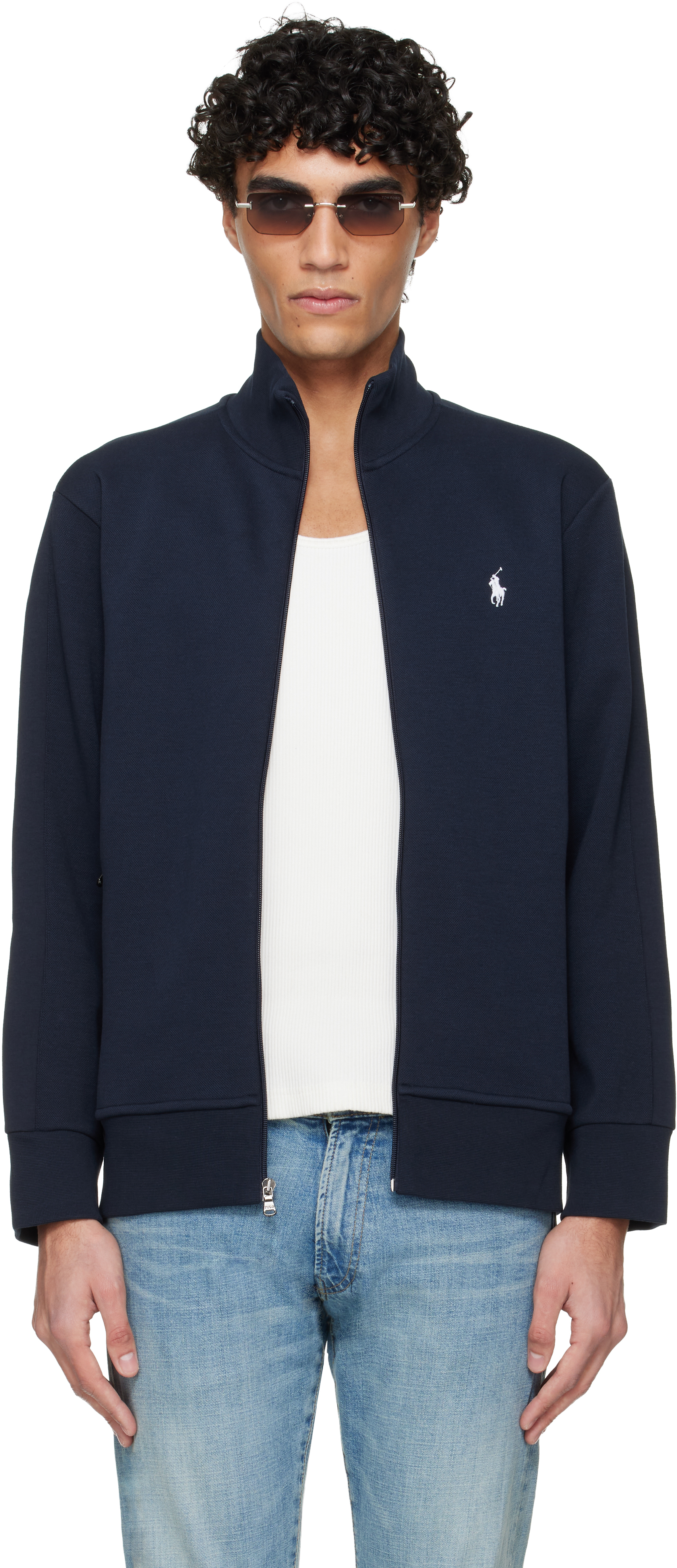 Navy Double-Knit Jacket by Polo Ralph Lauren on Sale