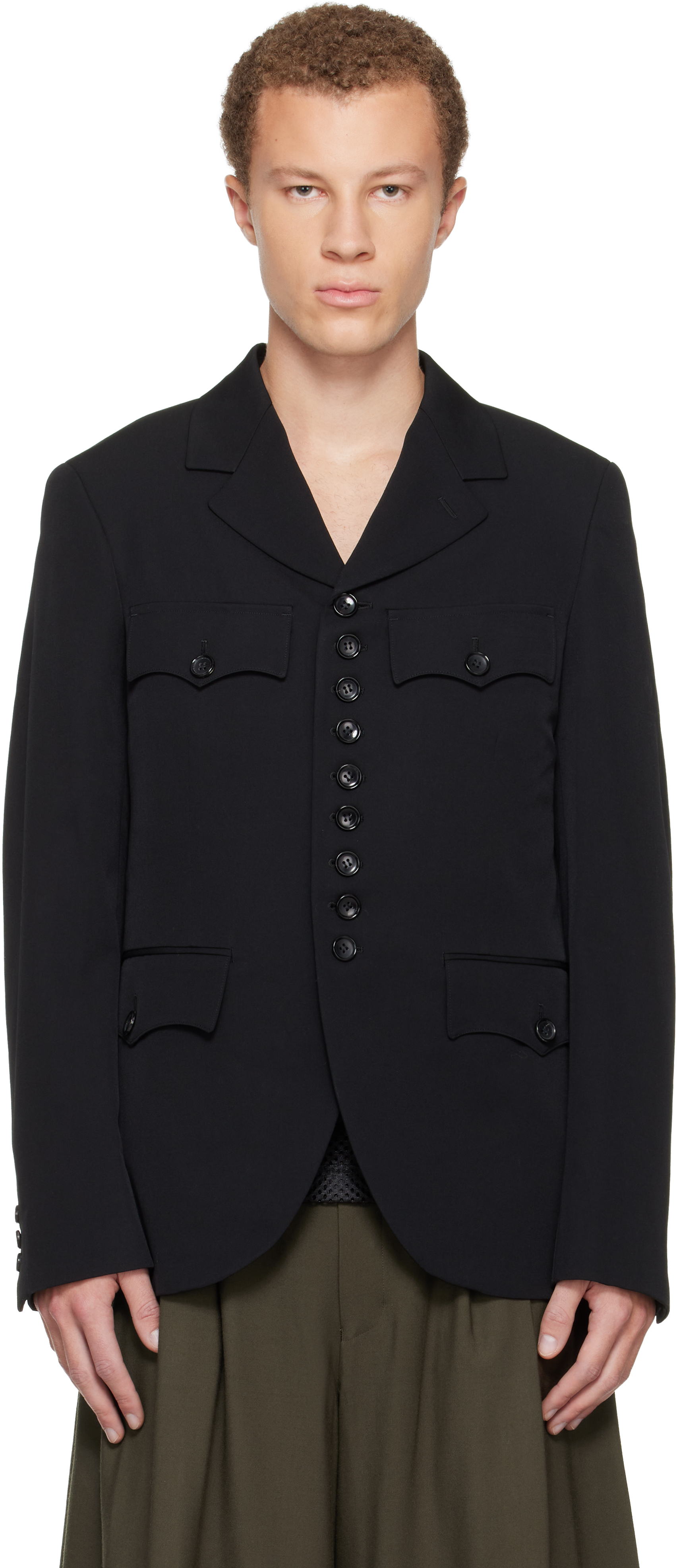 Comme des Garçons Homme Plusのブラック ウールギャバジン テーラード