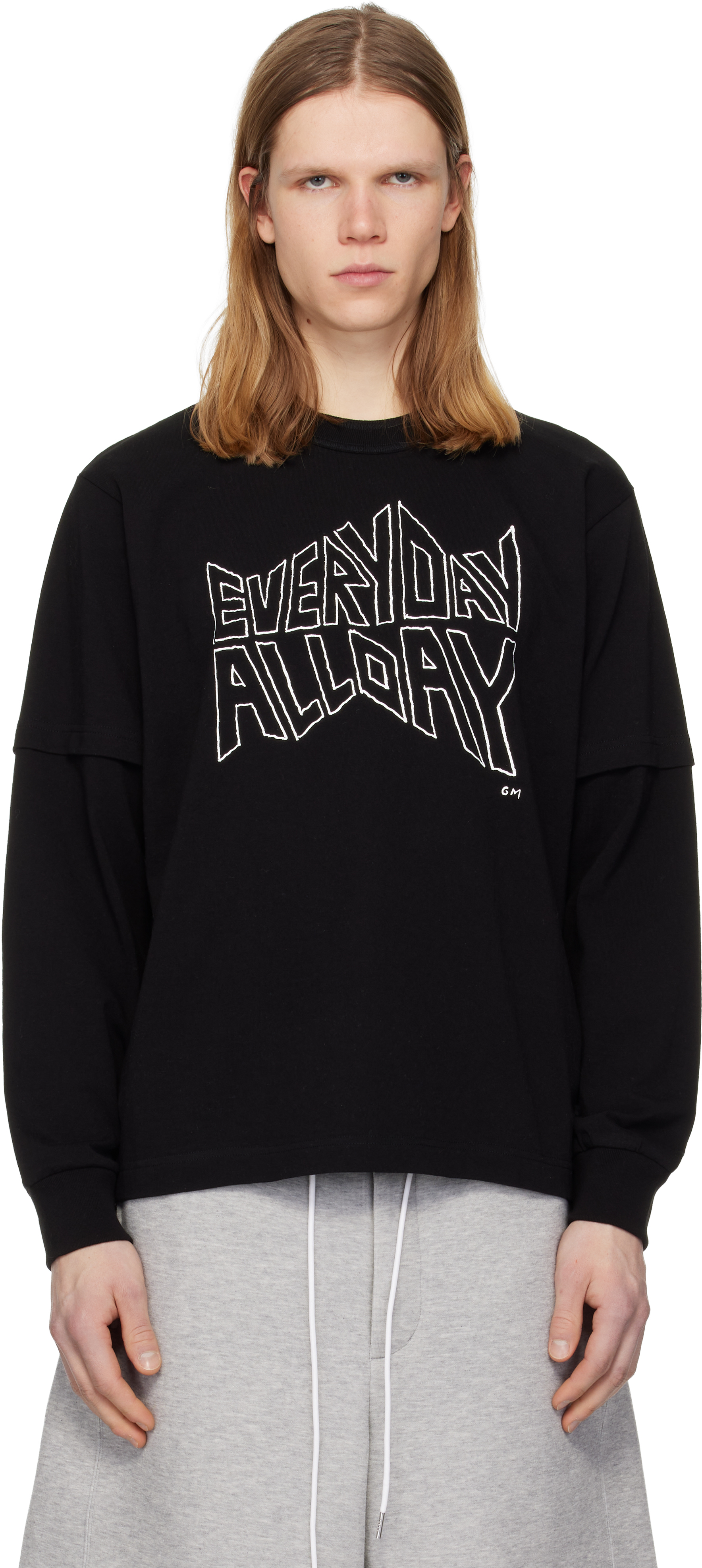 sacai: ブラック 'geoff sacai' プリント 長袖Tシャツ | SSENSE 日本