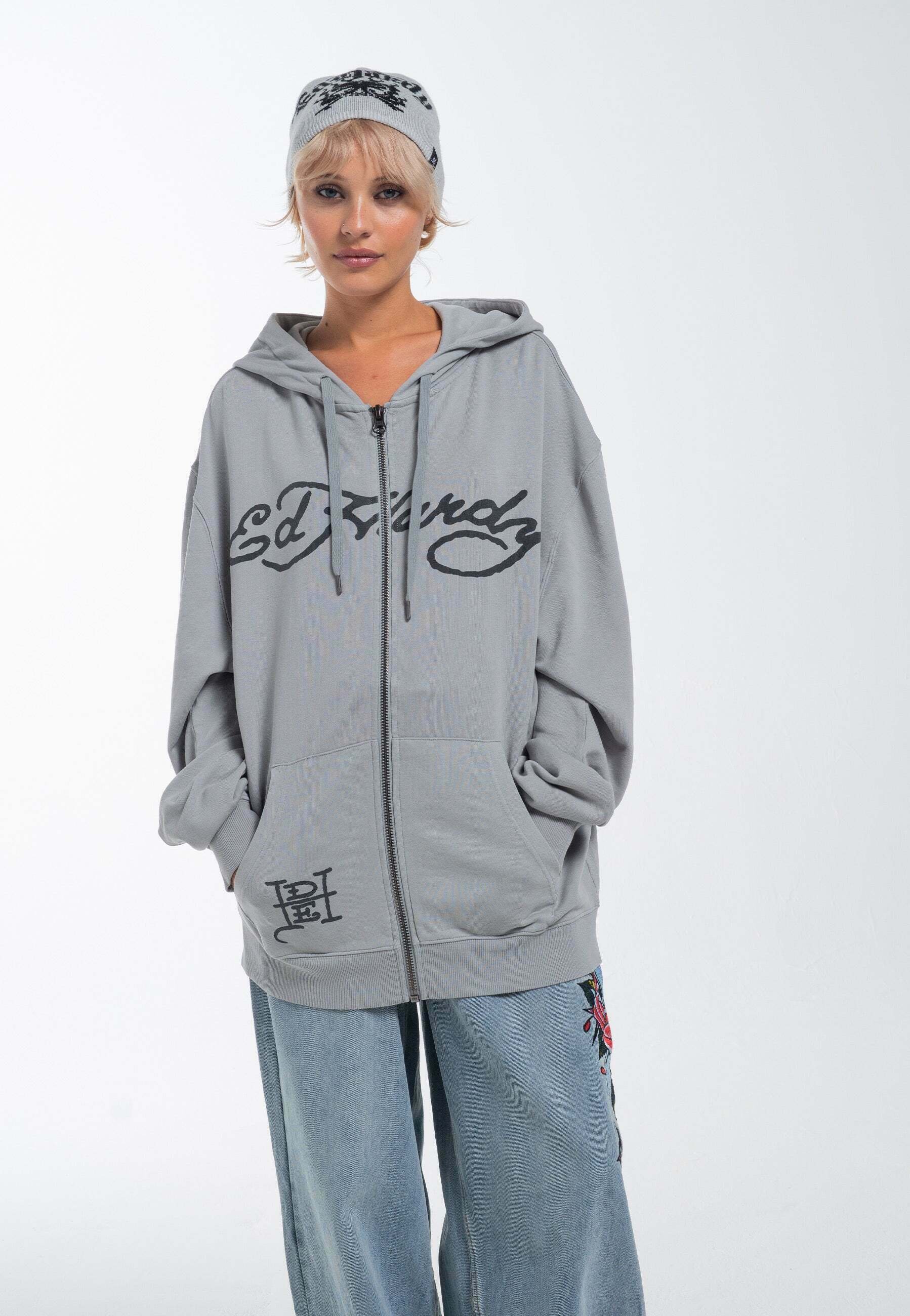Ed Hardy LOVE KILLS SLOWLY - Zip-up sweatshirt - grey - Zalando