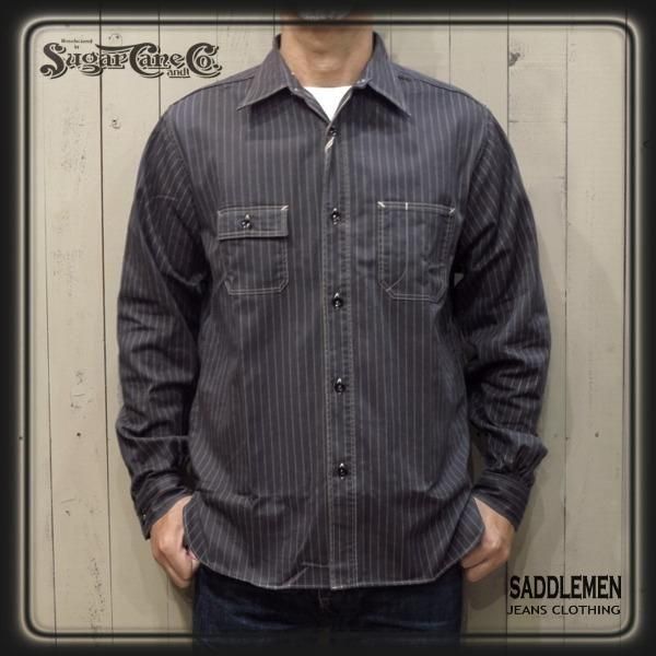 シュガーケーン「8.5oz. BLACK WABASH STRIPE」ワークシャツ